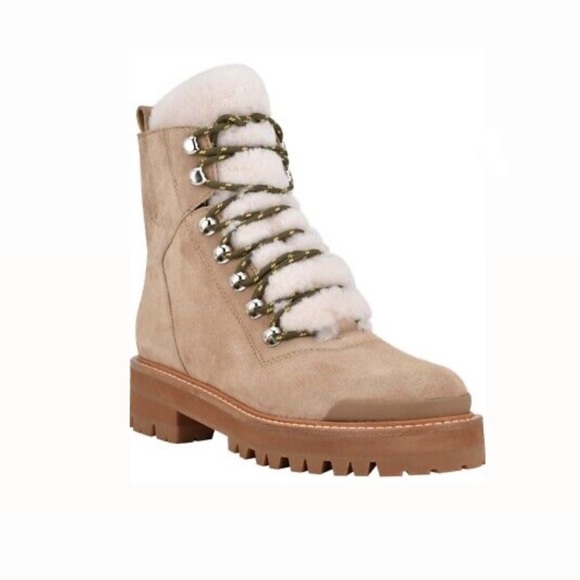 Marc Fisher Shoes - Marc Fisher Mlizzie Lace Up Lug Sole Sherpa Leather boots women’s shoe size 7